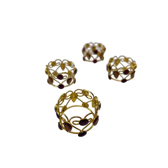 4 Goldstone Jeweled Napkin Holders - Picture 4 of 10